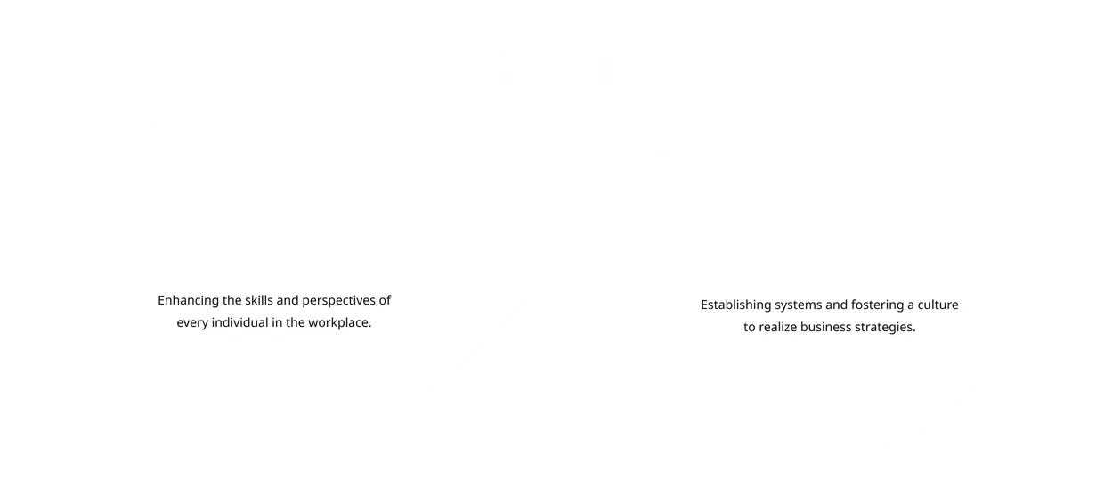 This conceptual diagram illustrates the core aspects of Human Link’s services, designed to enhance the capabilities and perspectives of every individual, create systems and a culture that align with business strategies, and drive the realization of the vision by creating a synergy between people and the organization.